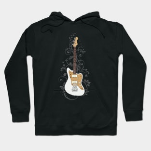 Vintage White Offset Style Electric Guitar Flowering Vines Hoodie